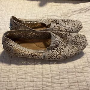 Gray Crochet Floral TOMS Espadrilles